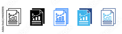 Financial Report Icon Set With Multiple Style Collection 