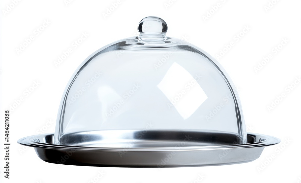 Fototapeta premium Elegant Glass Cloche on Metal Platter for Food Presentation