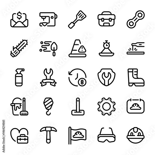 Labour Day icon sheet with line style, perfect for user interface projects