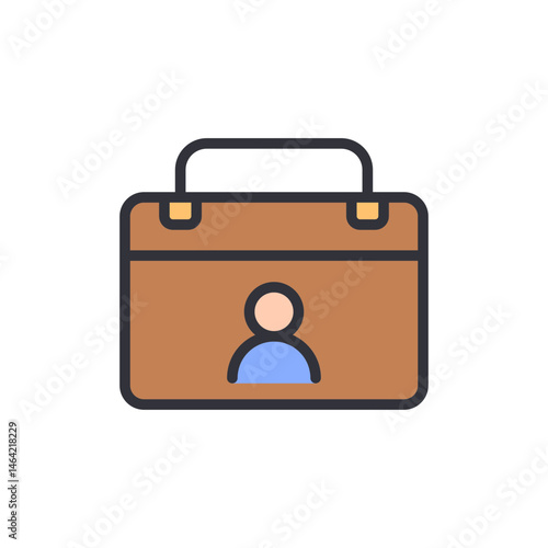 Iconic representation of a briefcase, symbolizing work, employment or profile