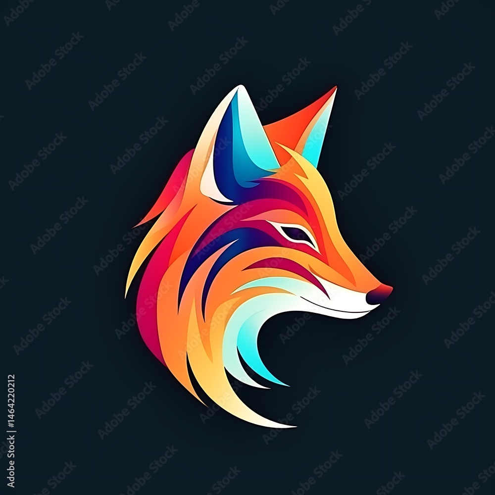 Obraz premium Colorful Fox Head Design.