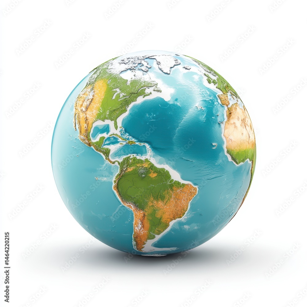 Fototapeta premium Cartoon Planet Earth 3D Realistic Globe Illustration