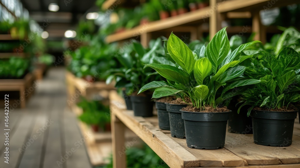 A vibrant selection of potted plants arranged neatly in a greenhouse, exemplifying the beauty of nature and the importance of greenery in our lives and environments. A vibrant selection of potted plants arranged neatly in a greenhouse, exemplifying the beauty of nature and the importance of greenery in our lives and environments.