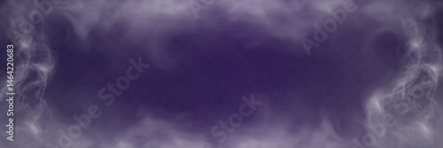 Realistic white smoke on transparent background with soft swirling effect, misty fog, and airy vapor for design projects.
