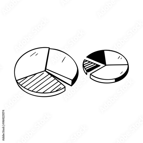 Hand drawn pie chart infographic vector illustration for business data visualization and statistics analysis isolated on transparent background