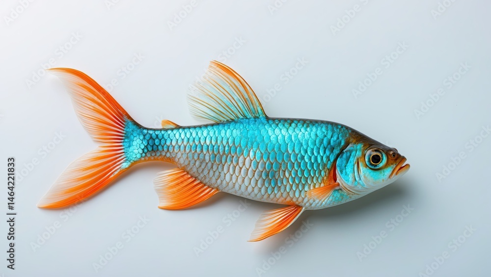 Vibrant Tropical Fish with Shimmering Blue and Orange Scales Detail Vibrant Tropical Fish with Shimmering Blue and Orange Scales Detail