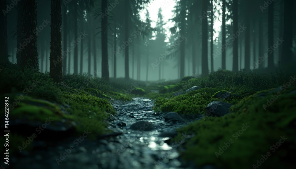 Obraz premium Misty forest stream