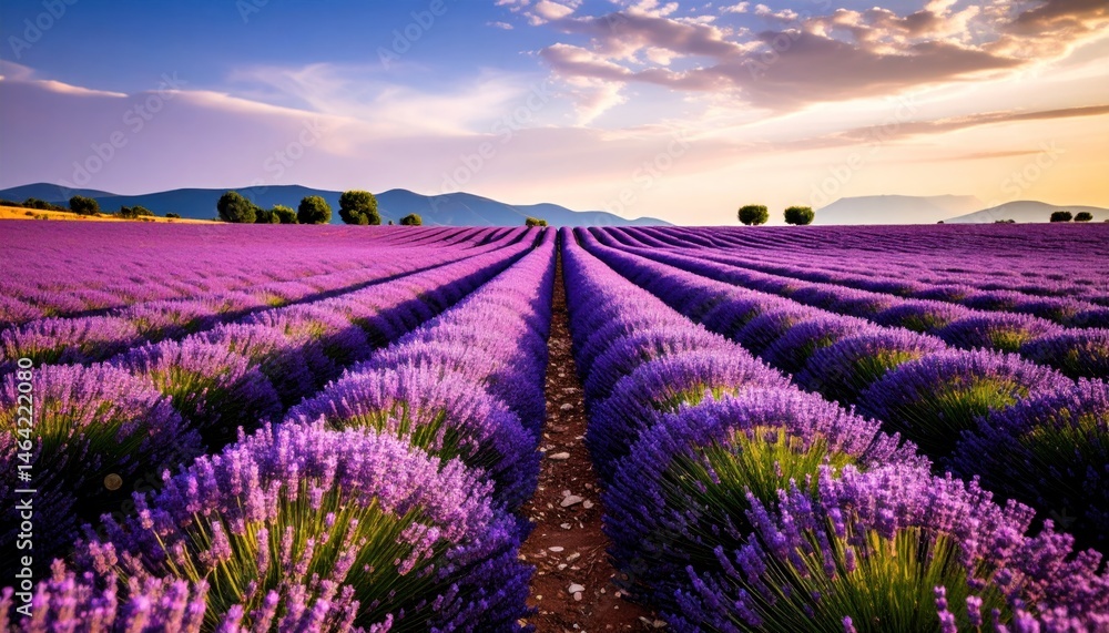 Fototapeta premium Lavender Field at Sunset