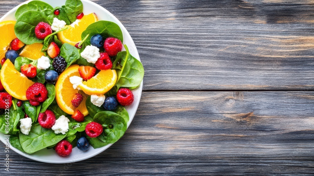 Delicious Berry Spinach Salad: A vibrant and healthy spinach salad brimming with fresh raspberries, blueberries, strawberries, orange segments, and creamy goat cheese.