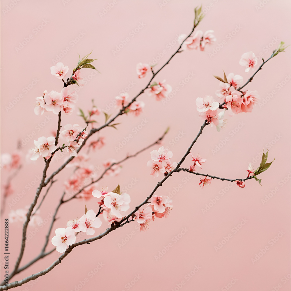 Elegance of cherry blossom branches nature photography light pink background close-up view floral serenity Elegance of cherry blossom branches nature photography light pink background close-up view floral serenity