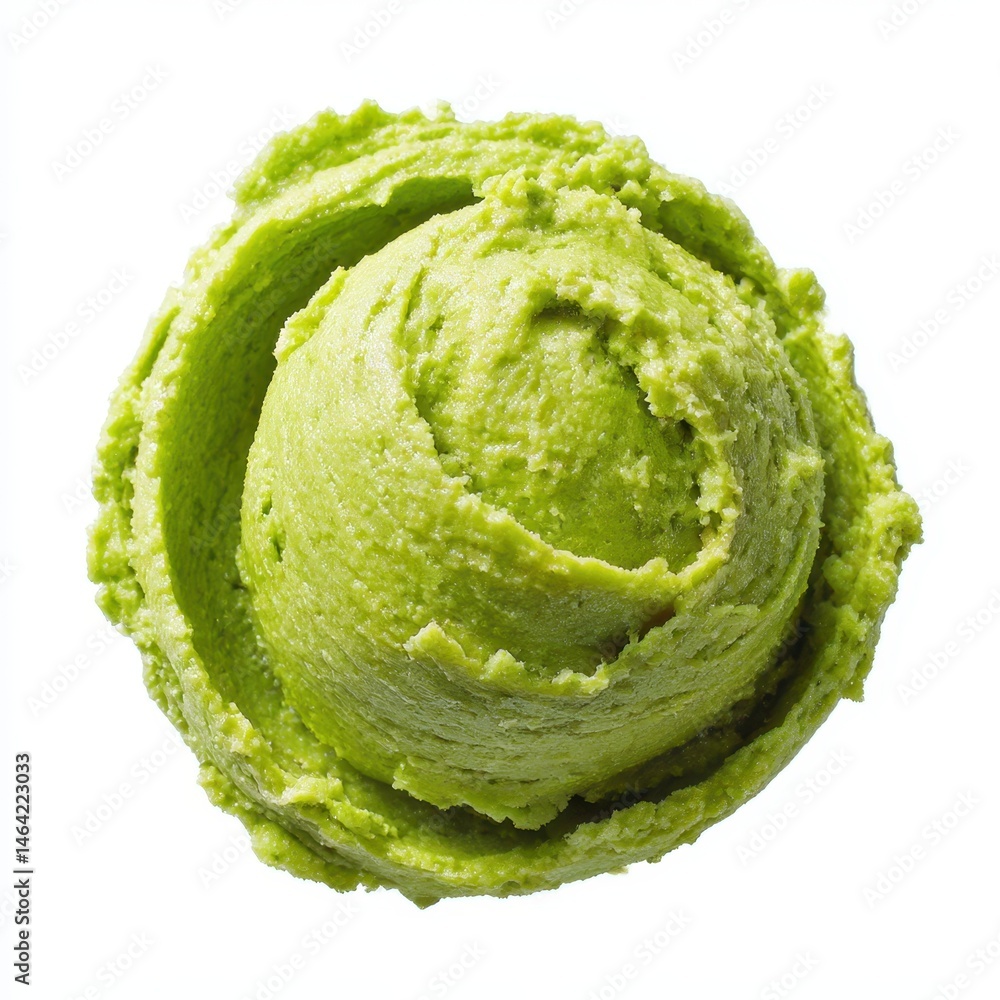 Obraz premium Green ice cream scoop isolated on white background