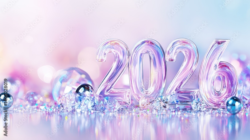 New Year 2026 Crystal: Sparkling crystal digits