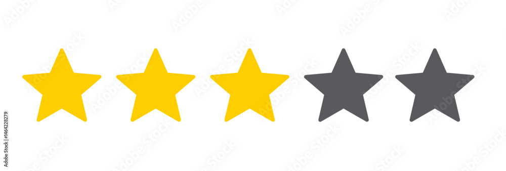 Three stars customer product rating review flat icon for apps and websites. Three stars customer product rating review flat icon for apps and websites.