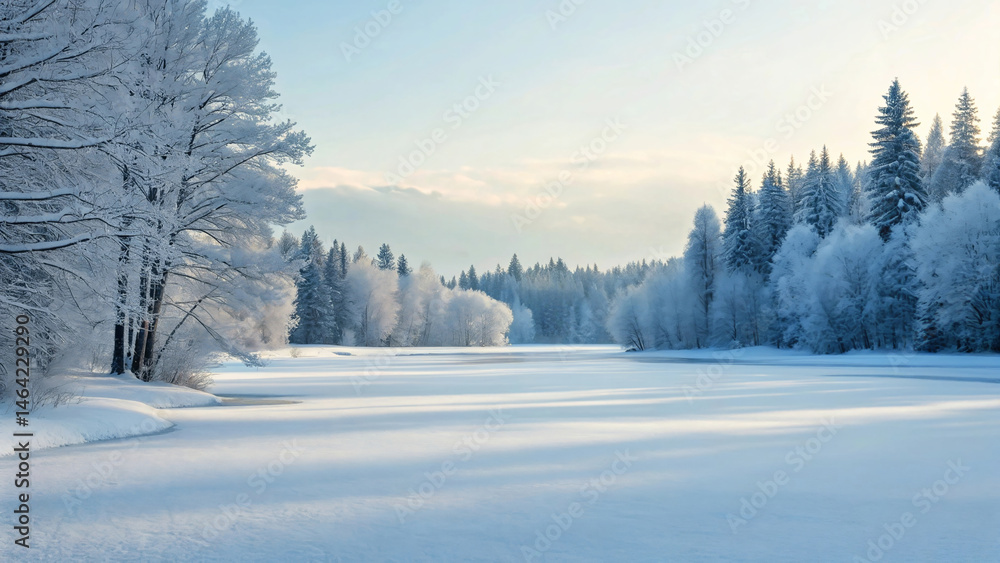 Fototapeta premium Snowy Minimalist Background with Quiet 3D Design Aesthetic