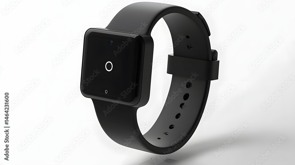 Modern black square smart watch on a white background. Modern black square smart watch on a white background.