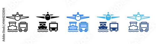 Transportation Icon Set With Multiple Style Collection 