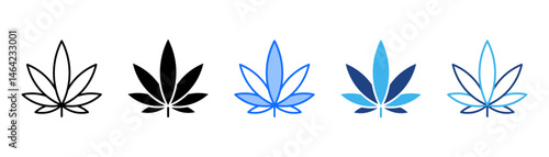 Cannabis Icon Set With Multiple Style Collection 