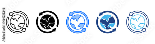Worldwide Icon Set With Multiple Style Collection 