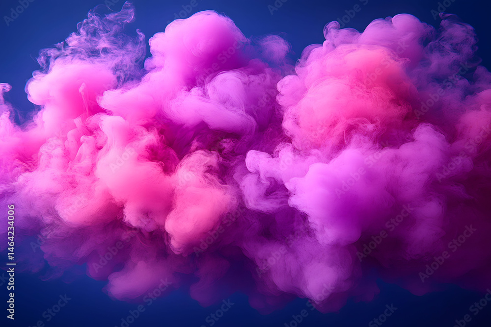 Vivid Pink and Purple Cloudy Smoke on Deep Blue Background for Creative Design