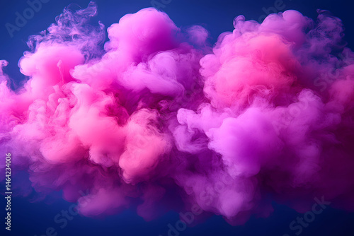 Obraz na płótnie Vivid Pink and Purple Cloudy Smoke on Deep Blue Background for Creative Design w salonie
