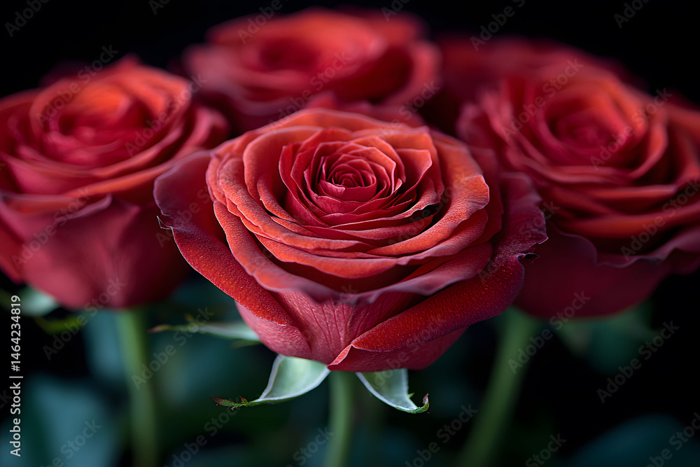 Romantic Red Roses with Dark Background for Floral Displays and Gift Designs