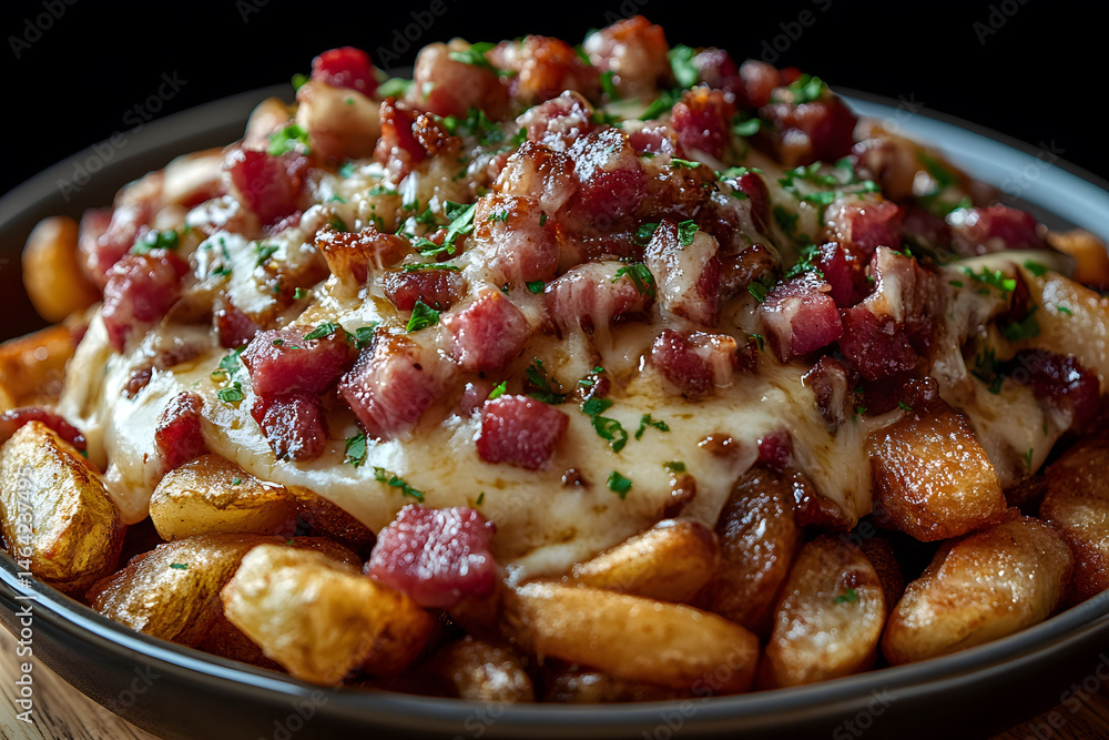 Gourmet Loaded Fries with Melted Cheese and Bacon for Comfort Food Lovers