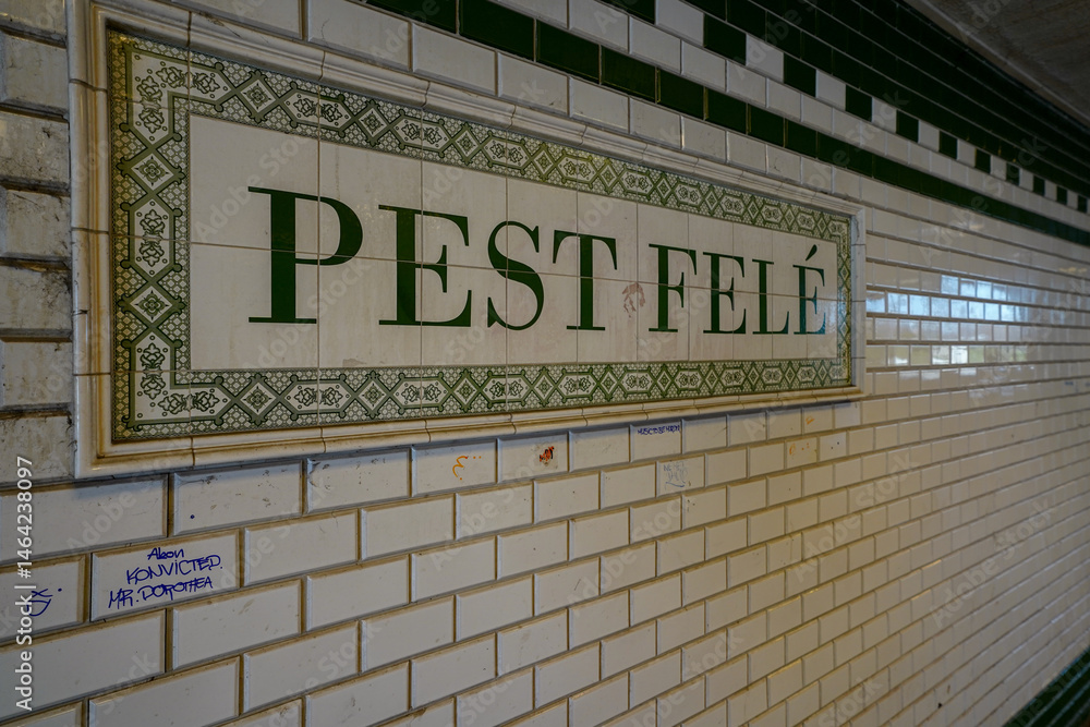 Fototapeta premium Pest Felé metro station , and riverbanks