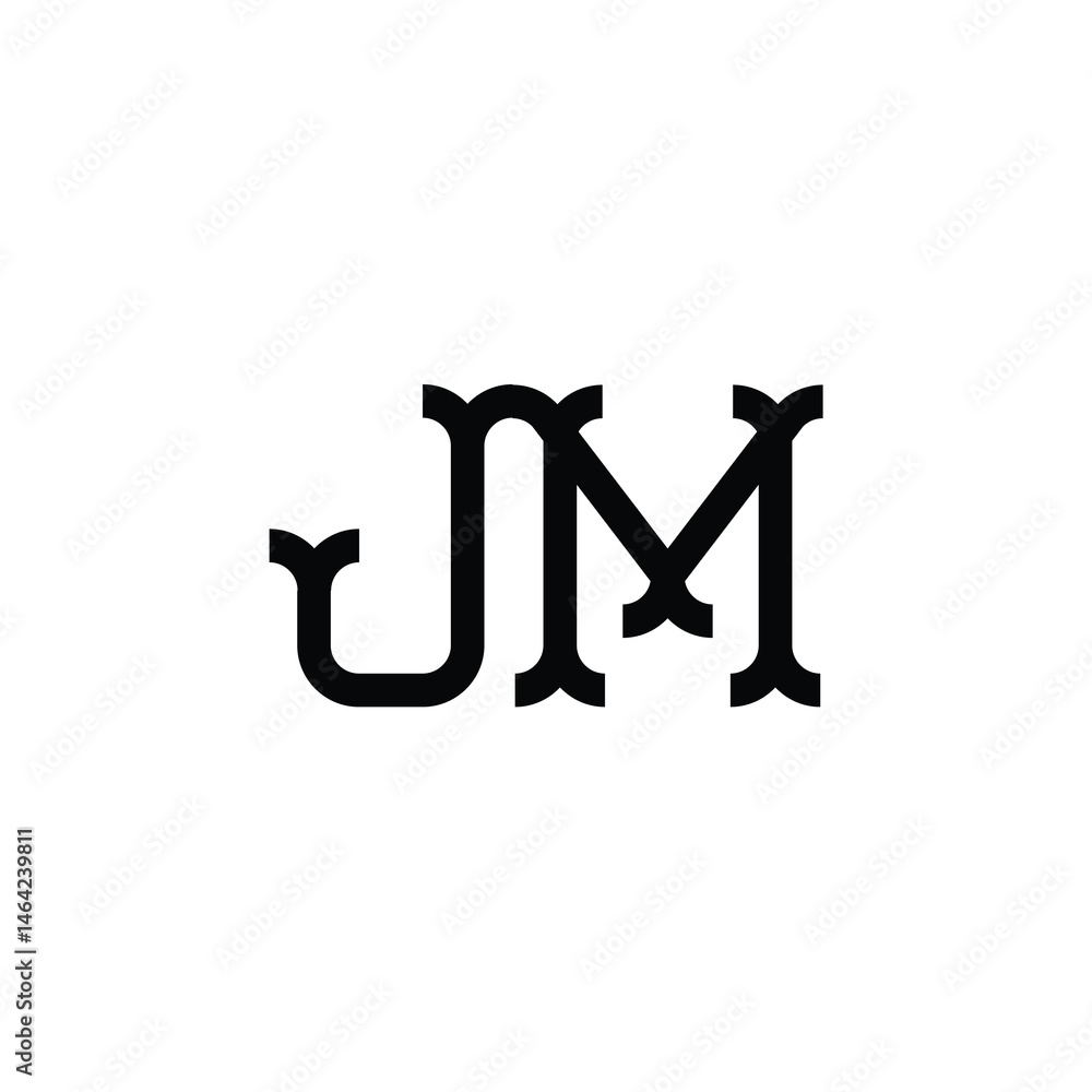 Fototapeta premium JM monogram logo design letter text name symbol monochrome logotype alphabet character simple logo