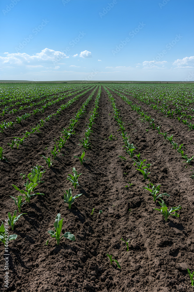 Vast Expanse of Freshly Tilled Land Under a Clear Sky Awaits New Crops