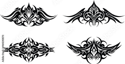 Abstract Floral Tattoo Emblem Collection for Designers