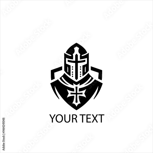 Templar Knight Vector Logo Silhouette Isolated on White Background