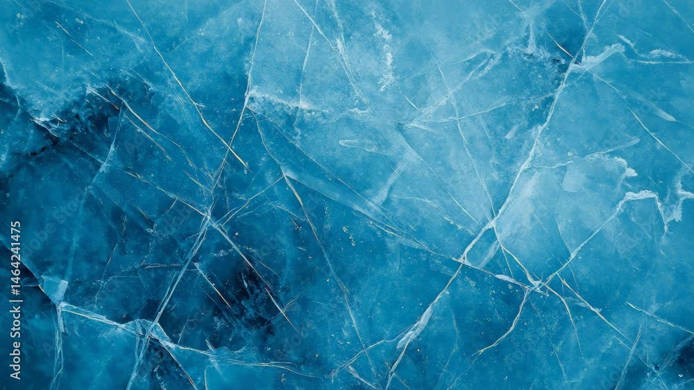 The icy surface presents a captivating display of cracks and textures in a mesmerizing shade of deep blue, resembling an abstract painting created by nature's artistry The icy surface presents a captivating display of cracks and textures in a mesmerizing shade of deep blue, resembling an abstract painting created by nature's artistry