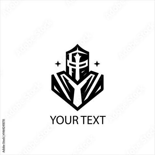 Templar Knight Vector Logo Silhouette Isolated on White Background