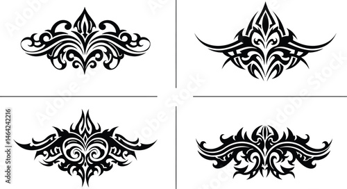 Tribal Inspired Decorative Vector Elements for Tattoo Art