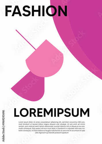 Modern fashion-themed abstract illustration utilizing bold pink shapes and stylish layered design elements.