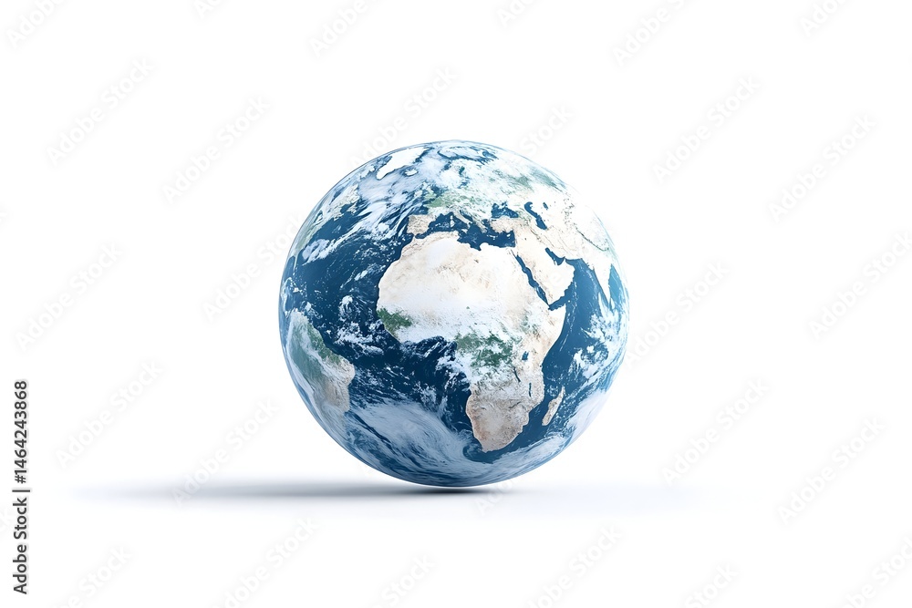 Fototapeta premium A detailed 3D rendering of Earth, showcasing continents, oceans, and cloud formations