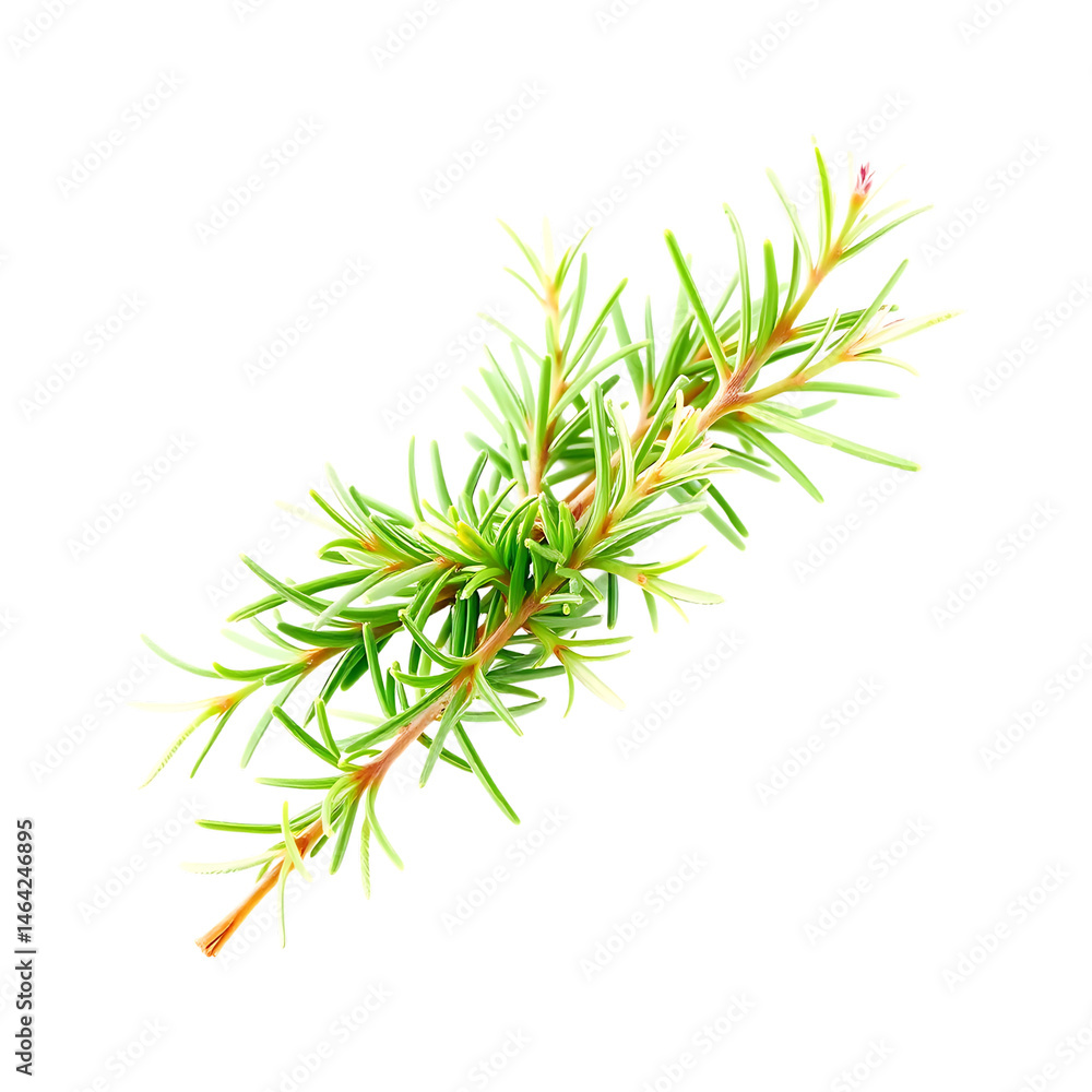 Fototapeta premium Fresh Rosemary Sprig with Blooming Flower on Transparent Background