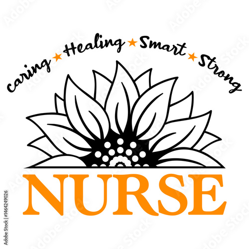 Sunflower nurse caring healing smart strong design