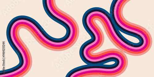 Colorful vintage wavy stripes line pattern background layout banner poster print art paper textile