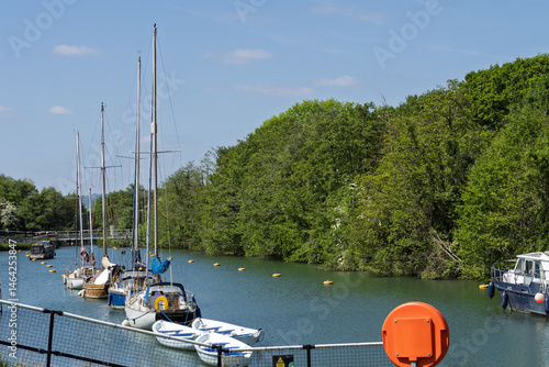 The inner harbour at Lydney harbour with moored yachts