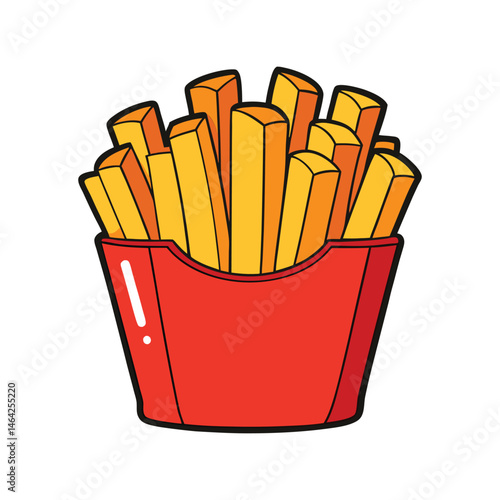 Golden crispy French fries vector illustration. delicious fast food, crispy, golden, snack, tasty, side dish, vector drawing