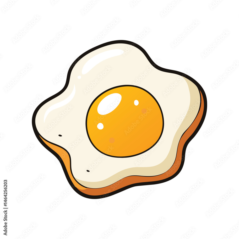 Fried egg vector illustration. sunny side up breakfast food, top view yolk and white, realistic egg clipart drawing Fried egg vector illustration. sunny side up breakfast food, top view yolk and white, realistic egg clipart drawing