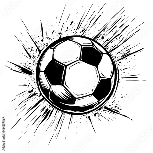 Dynamic soccer ball icon with speed lines representing action and energy in football sport design