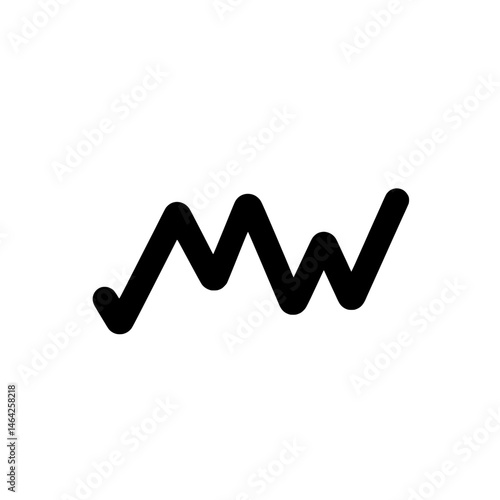 Zigzag Arrow Icon in Solid Black Representing Fluctuating or Dynamic Movement