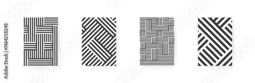 Parallel and perpendicular line posters in minimal geometric design. Abstract vector pattern collection with strict alignment