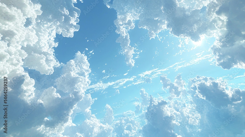 Fototapeta premium Expansive view of a vibrant sky filled with fluffy clouds.