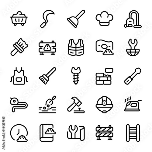 Labour Day icon sheet with line style, perfect for user interface projects
