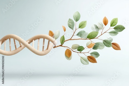 DNA Strand Evolves Into a Tree Branch Illustrating the Connection Between Genetics and Nature's Growth
