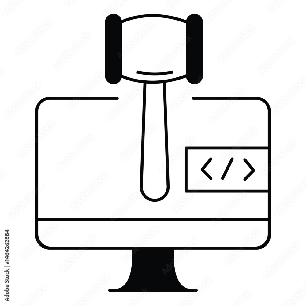 Obraz premium Cybersecurity and Legal Compliance Cybercrime Law vector Icon design