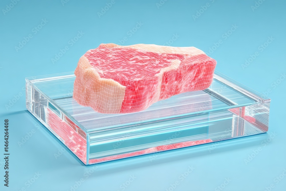 High-tech Plate Displaying a Pixelated Steak Visual Enhances Culinary Innovation and Presentation in the Modern Dining Experience